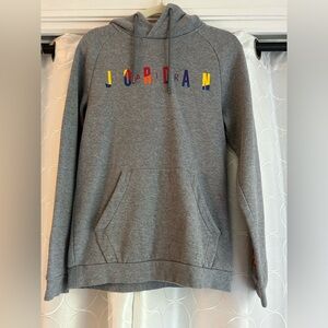 Nike Air Jordan Gray Hoodie ~ Rainbow Colored Logo ~ Size Small ~ Classic